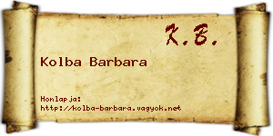Kolba Barbara névjegykártya